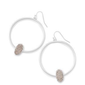 Kendra Scott Elora Silver hoop  with drusy stones
